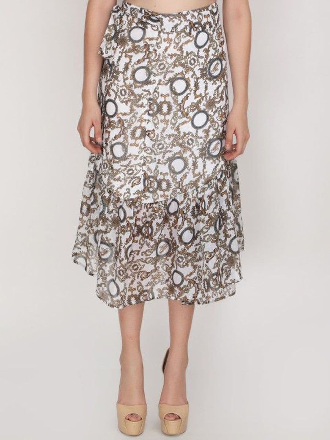 JAKANARY Printed A- Line Midi Skirt - view 1