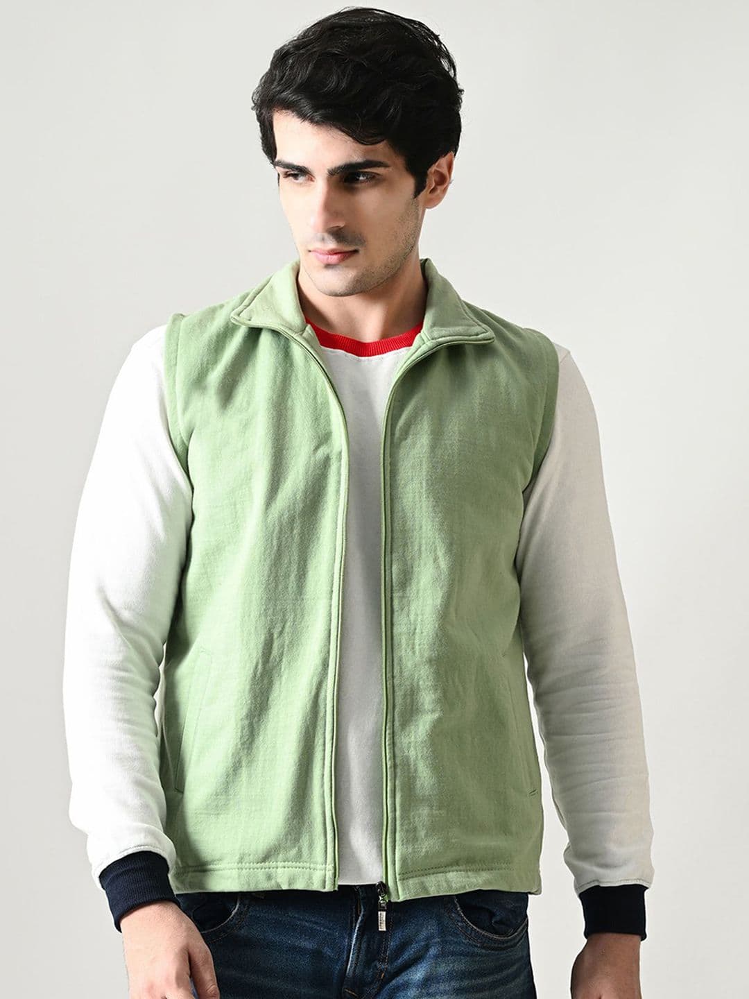 BAESD Men Fleece Lightweight Open Front Jacket with Embroidered - view 1