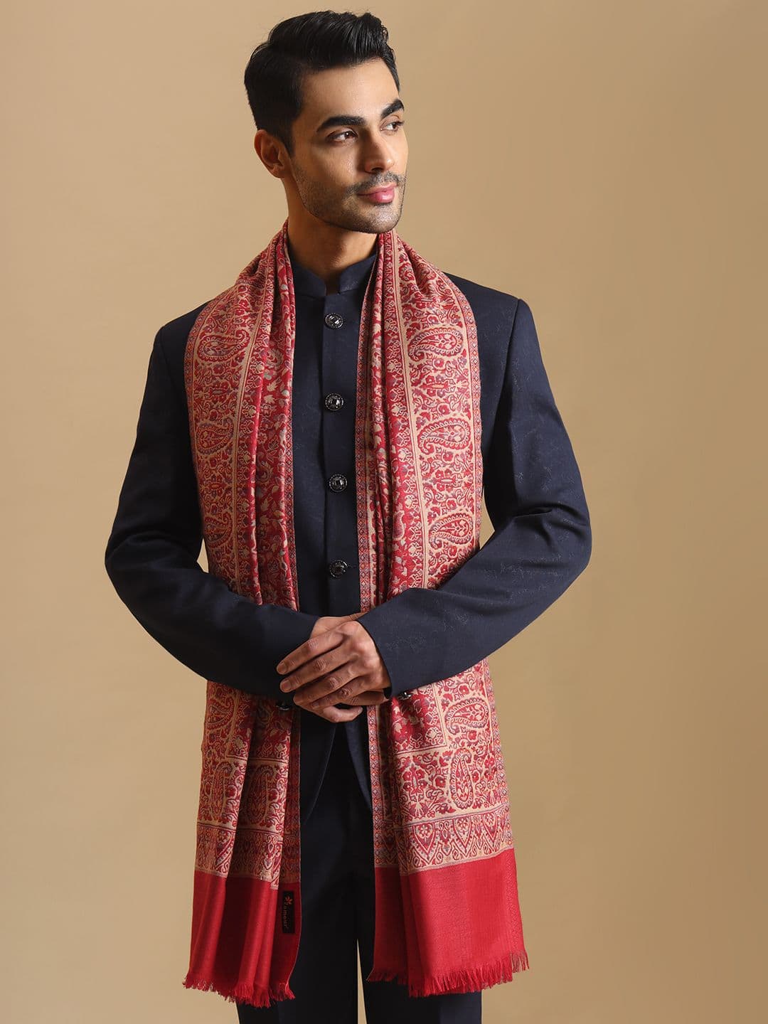 Zamour Men Woven Design Stole - view 1