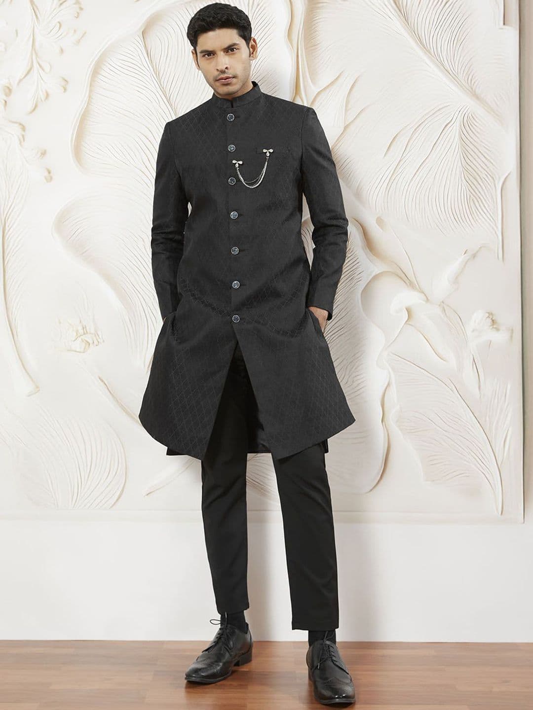 VASTRAMAY Self Design Sherwani Set - view 1