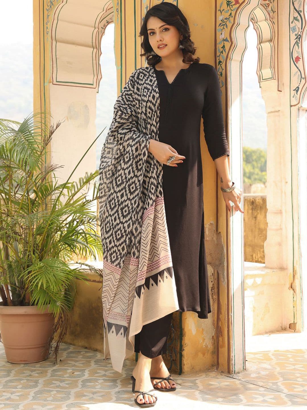 GoSriKi Women Regular Kurta with Trousers & With Dupatta - view 1