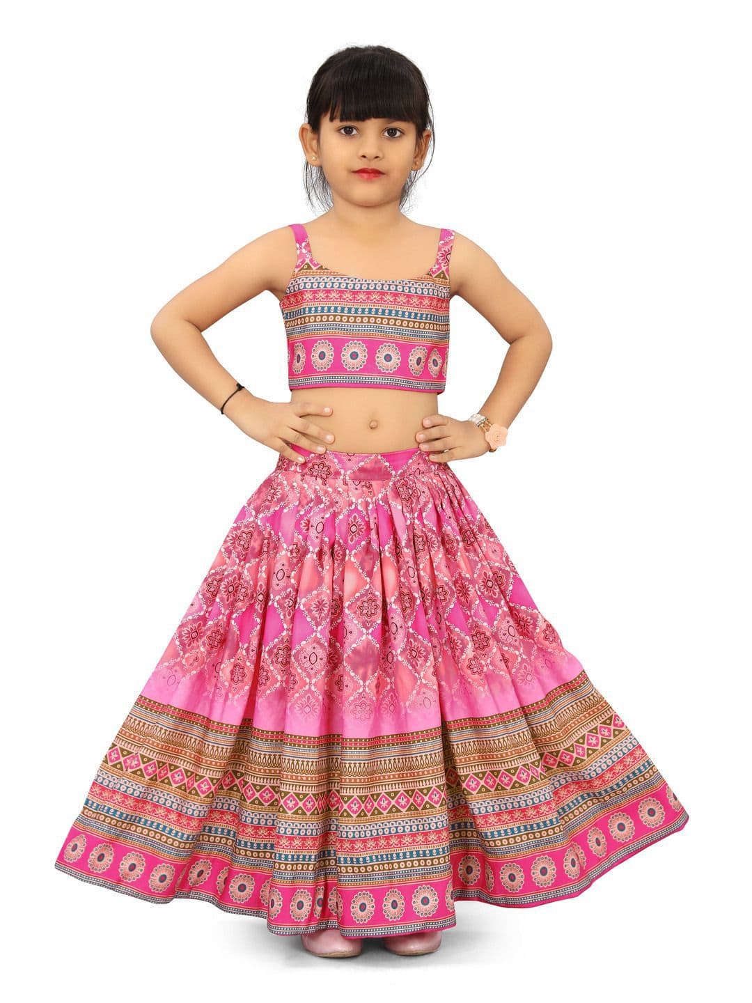 BAESD Girls Printed Foil Print Ready to Wear Lehenga & Blouse With Dupatta - view 1