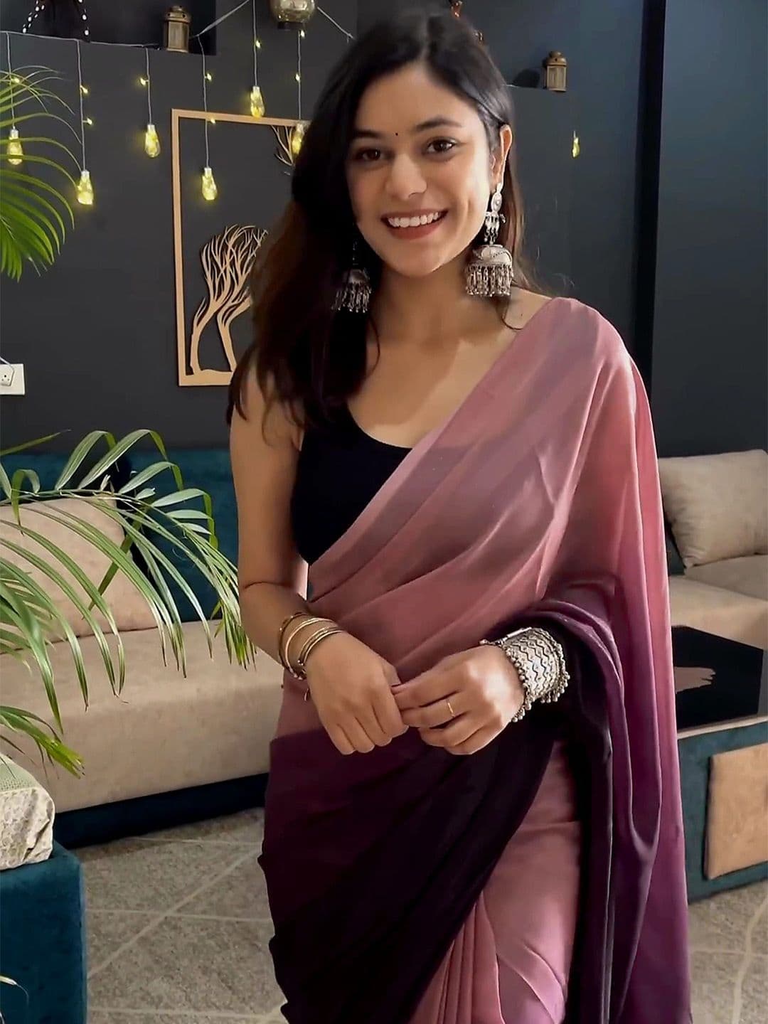 KAYOMMI Ombre Pure Chiffon Ready to Wear Saree - view 1