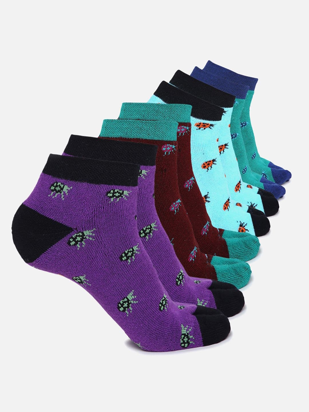 BAESD Unisex Pack Of 4 Patterned Ankle-Length Socks - view 1