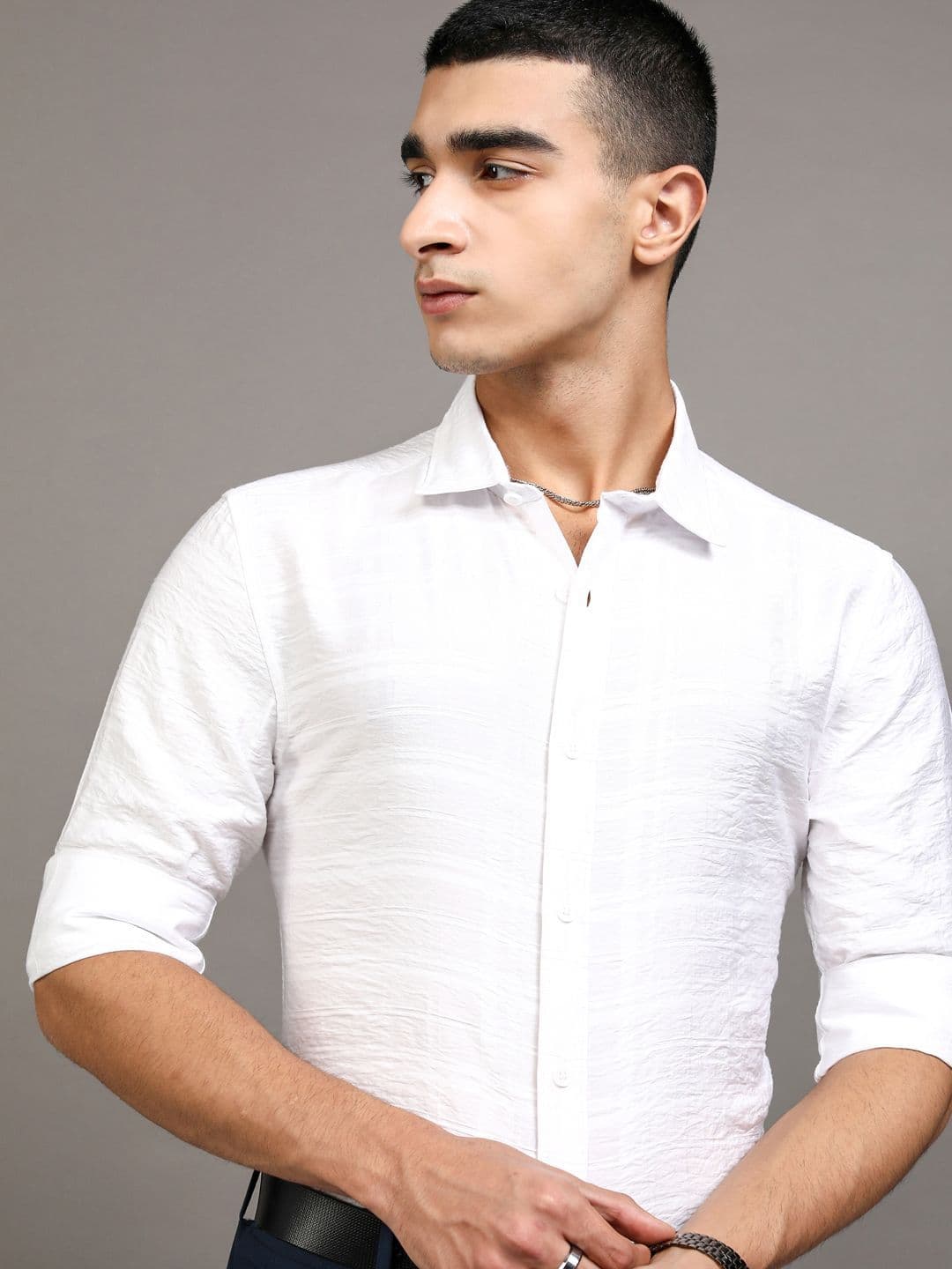 HIGHLANDER Men Jacquard Textured Checked Occasion Shirt - view 1