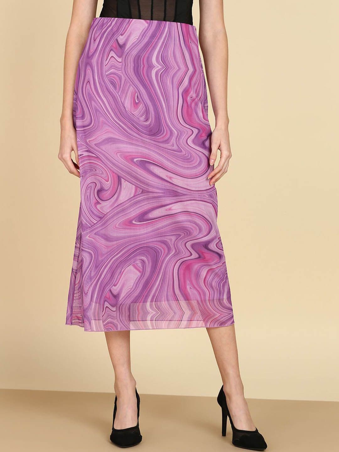 SAFFE Women Abstract Printed Body Fitted Midi Skirt - view 1