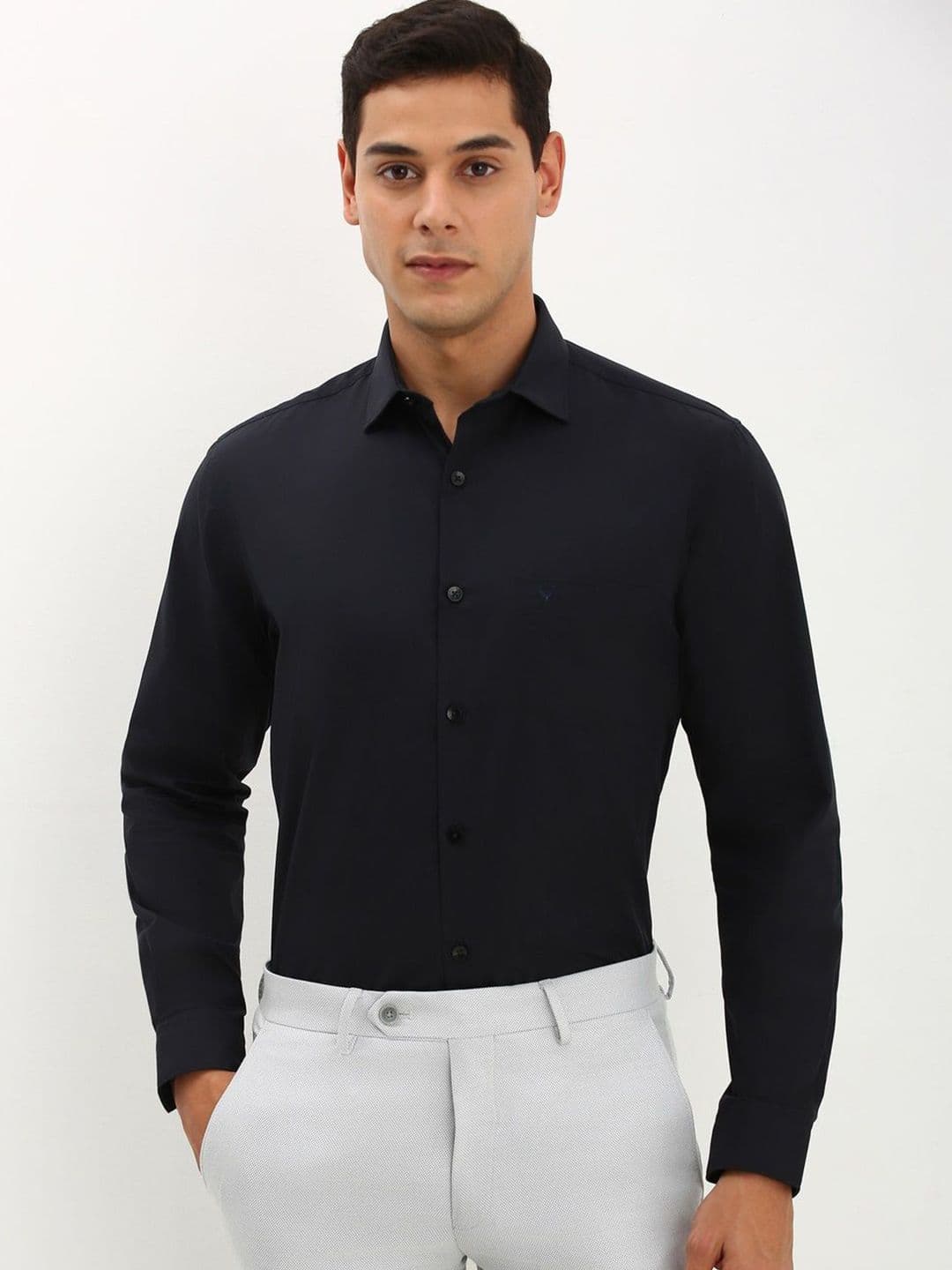 Allen Solly Men Spread Collar Solid Cotton Slim Fit Formal Shirt - view 1