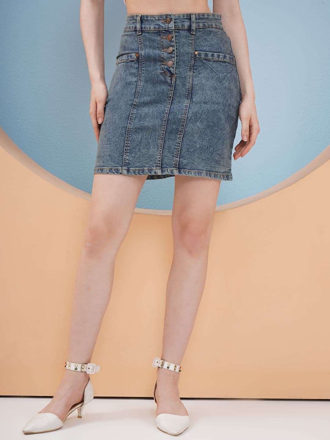 PUELLA Women Denim Straight Above Knee Skirt - view 1