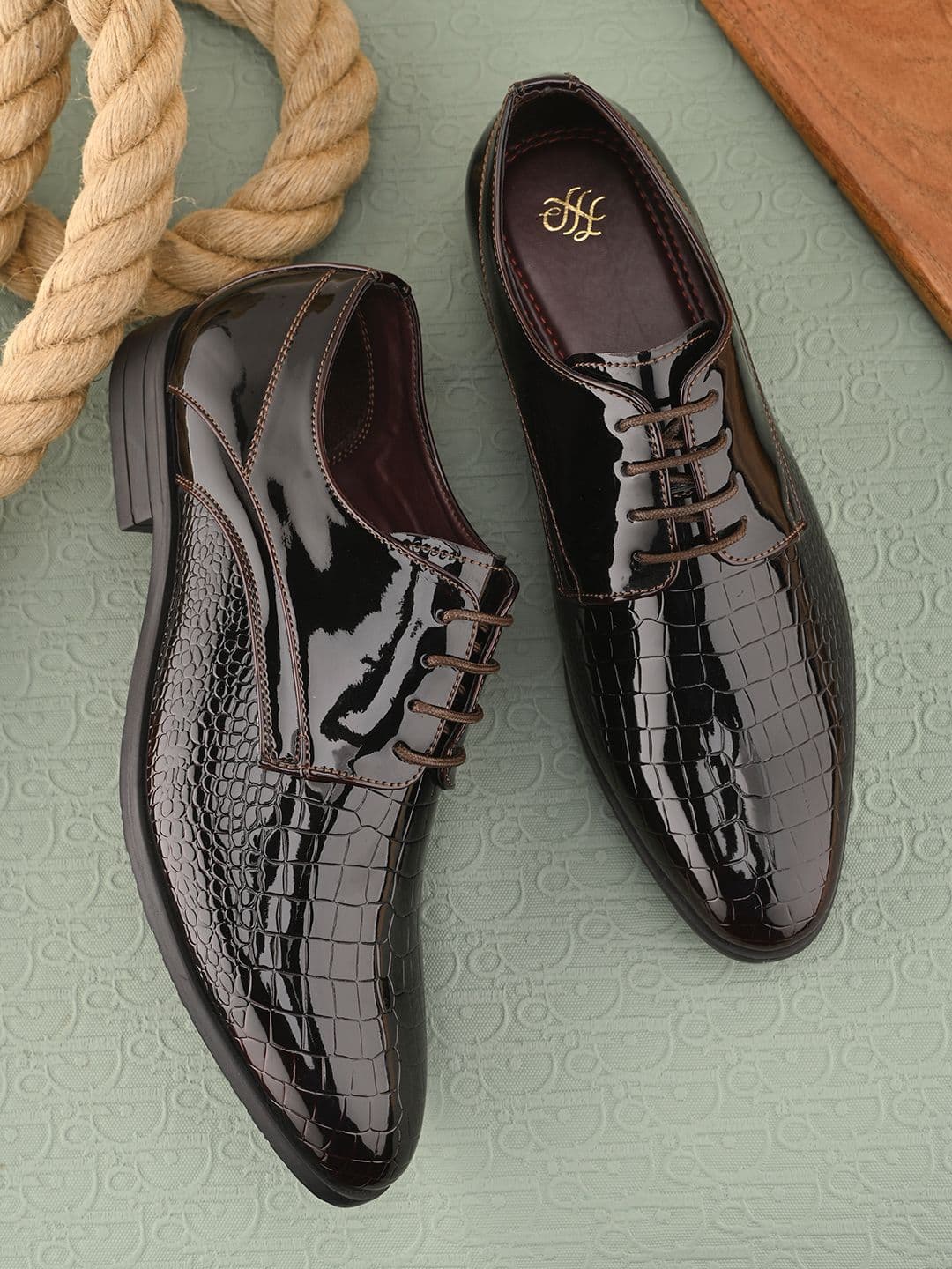 House of Pataudi Men Textured Formal Derbys - view 1