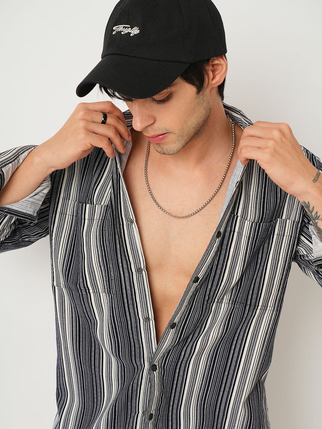 VASTRADO Men Classic Spread Collar Multi Striped Cotton Slim Fit Casual Shirt - view 1
