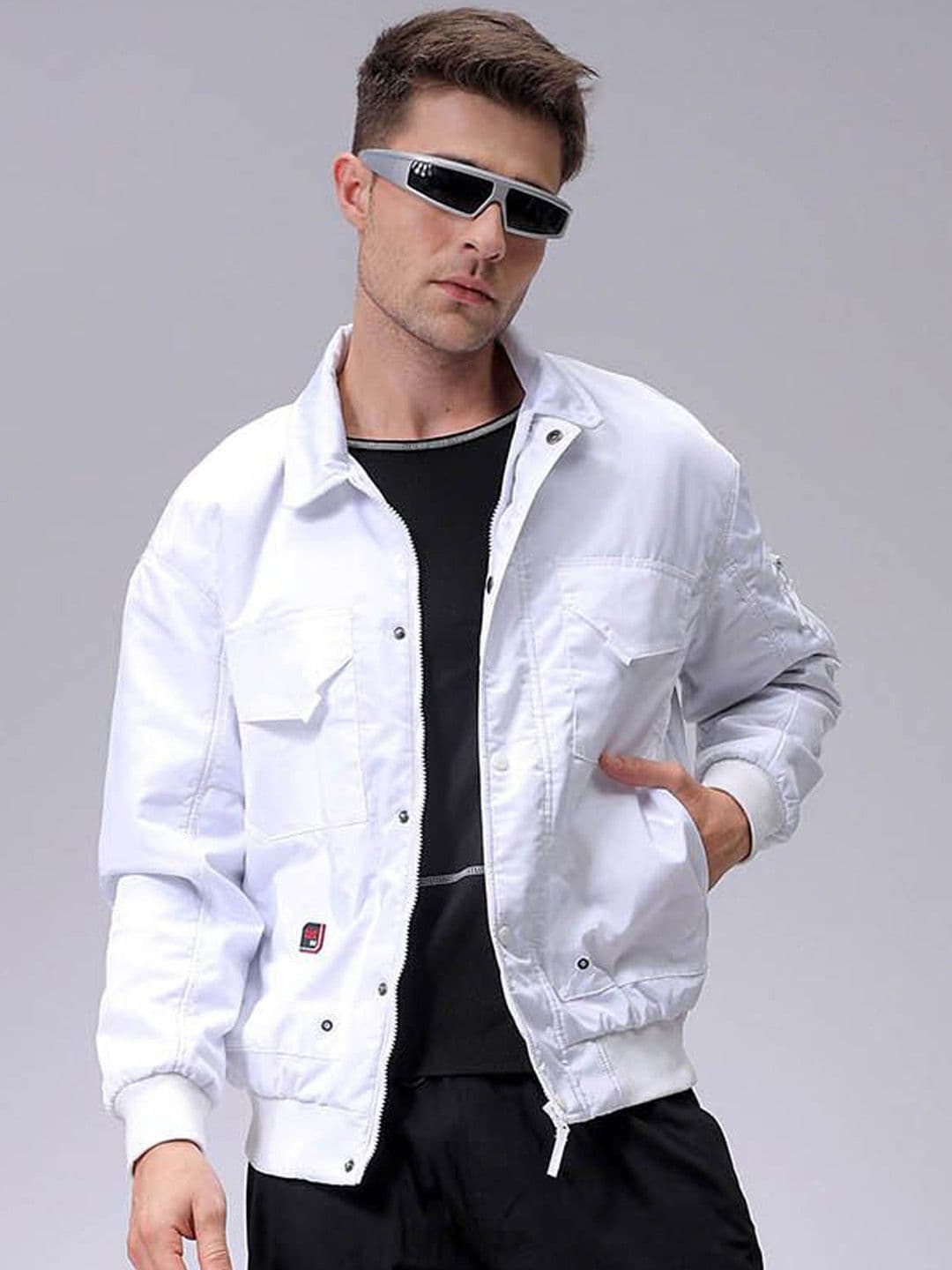 The Indian Garage Co Men Solid Padded Bomber Utility Jacket - view 1