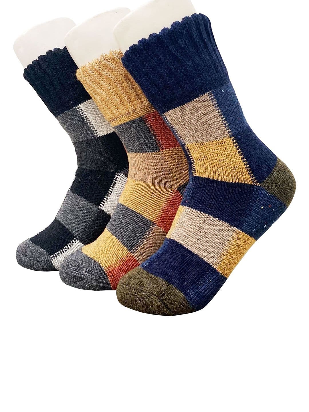 Alexvyan Men Pack of 3 Checked Calf-Length Winter Woolen Warm Socks - view 1
