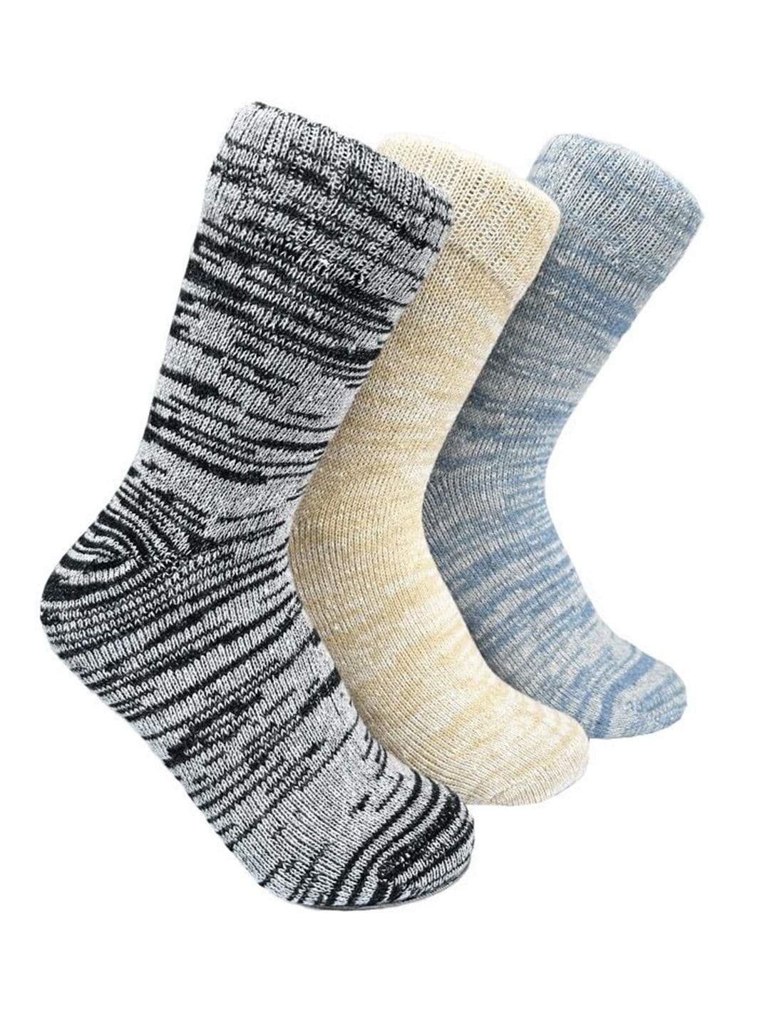 Alexvyan Men 3 Pair Patterned Calf Length Winter Woolen Warm Socks - view 1