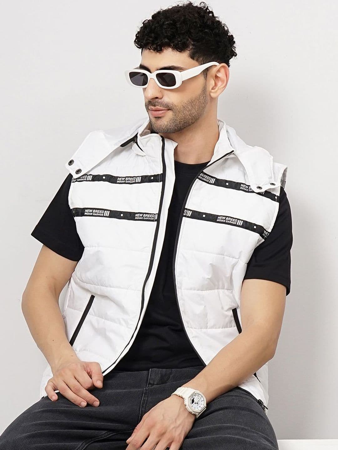 The Indian Garage Co Men Slim Fit Puffer Jacket with Detachable Hood - view 1
