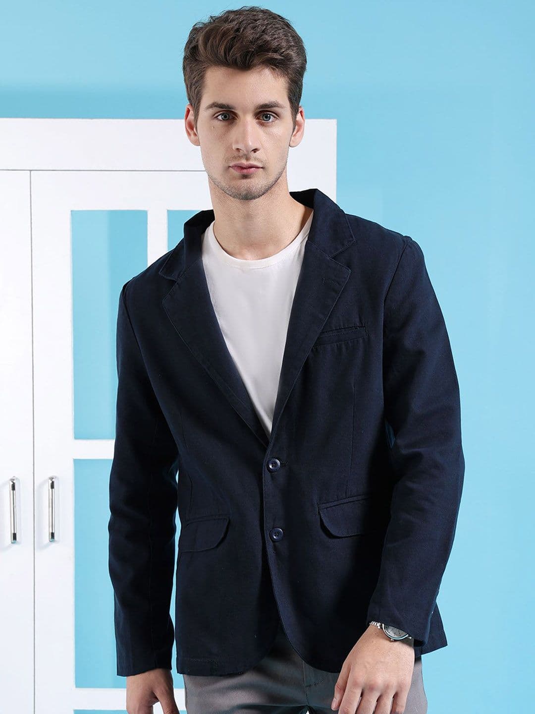 The Indian Garage Co Slim Fit Cotton Single-Breasted Blazer - view 1
