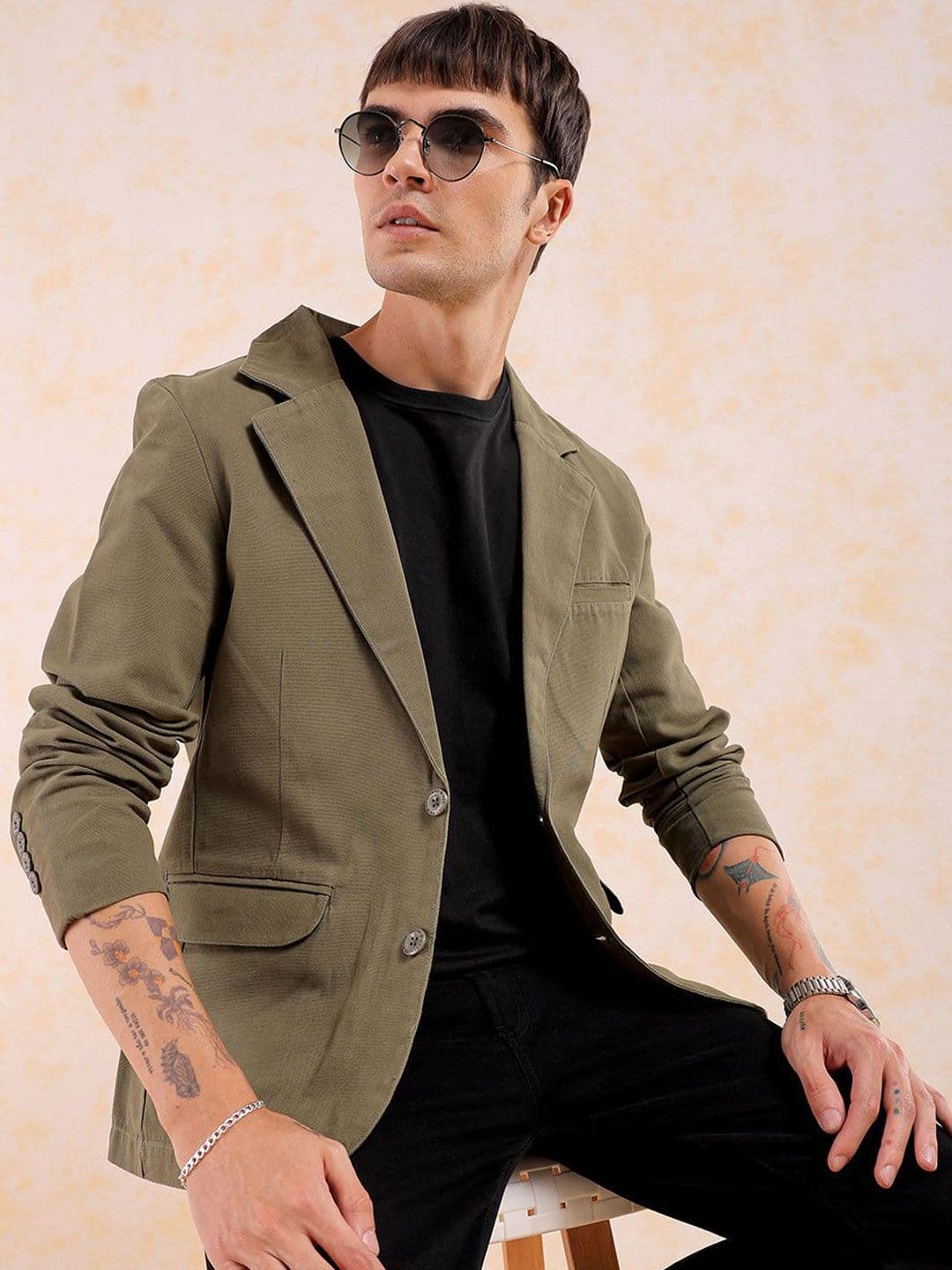 The Indian Garage Co Slim Fit Cotton Single-Breasted Blazer - view 1