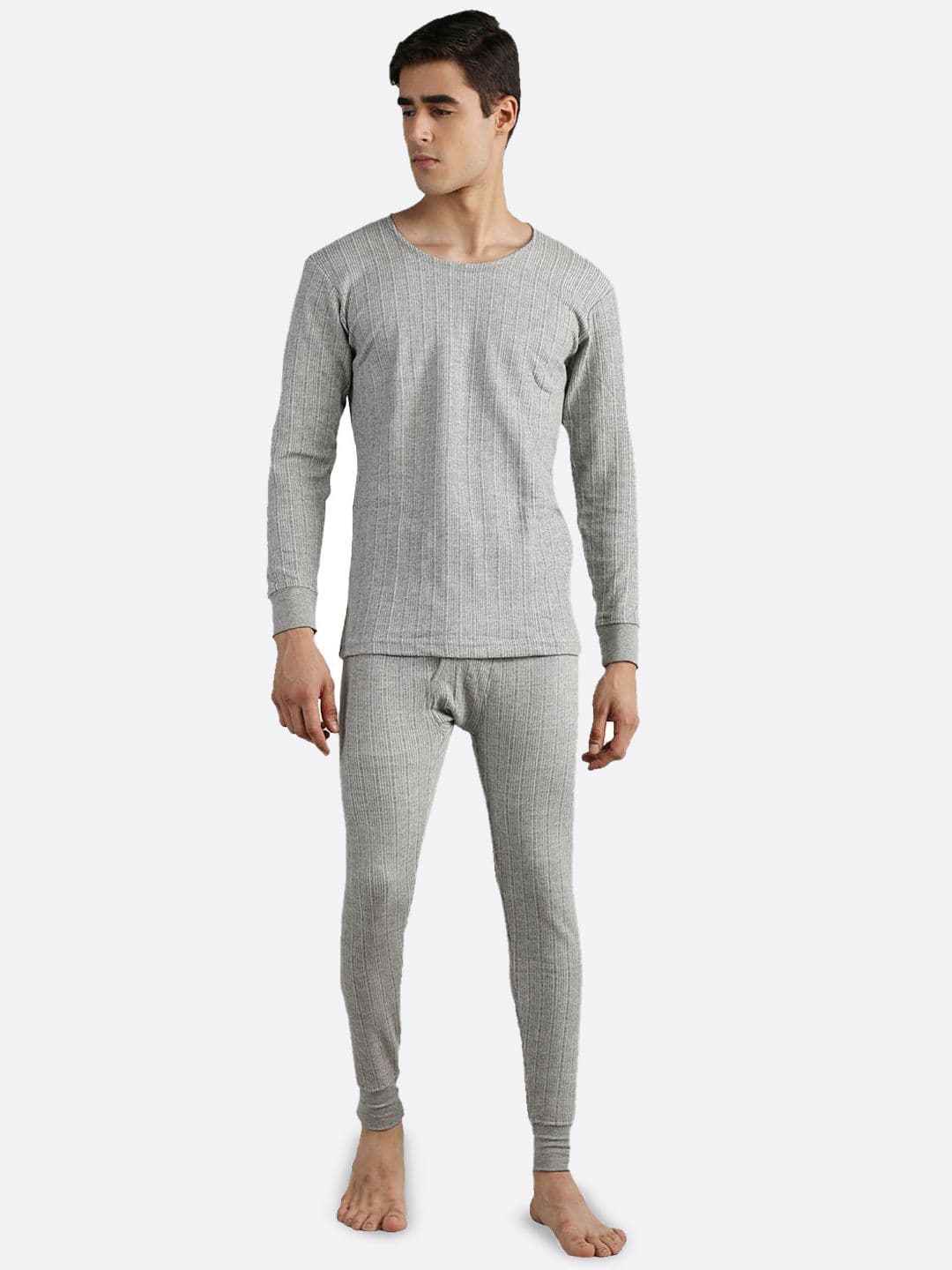 NEVA Men Striped Round Neck Thermal Set - view 1