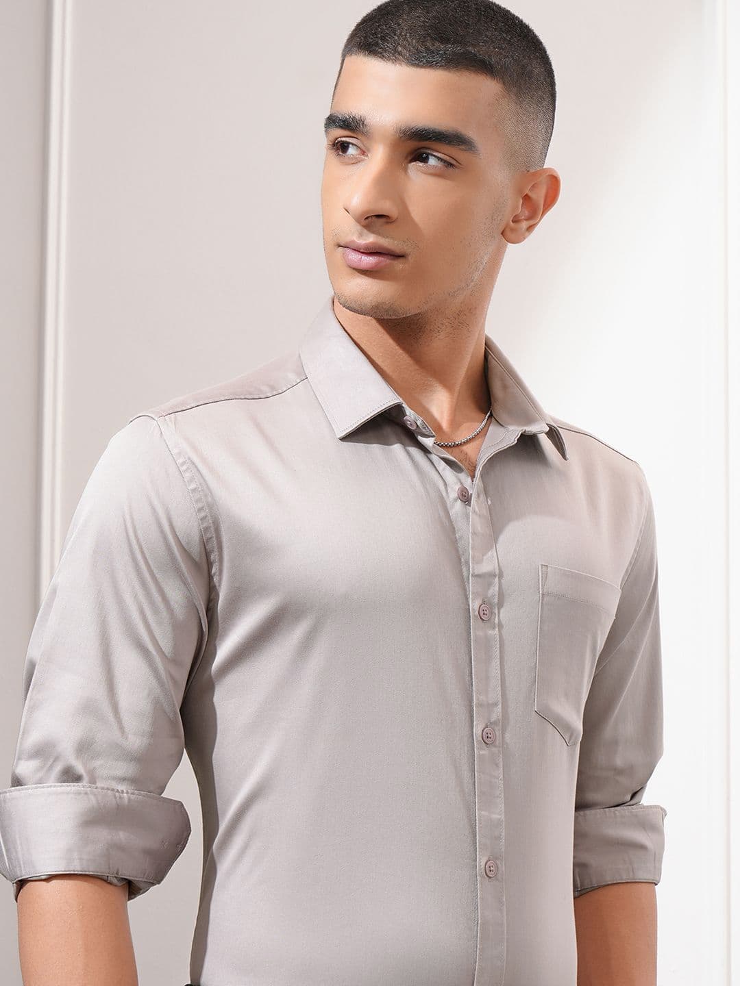HIGHLANDER Men Satin Dusty Regular Collar Slim Fit Shirt - view 1