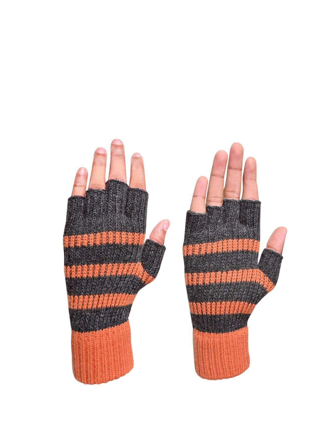 LOOM LEGACY Men Striped Acrylic Fingerless Gloves - view 1