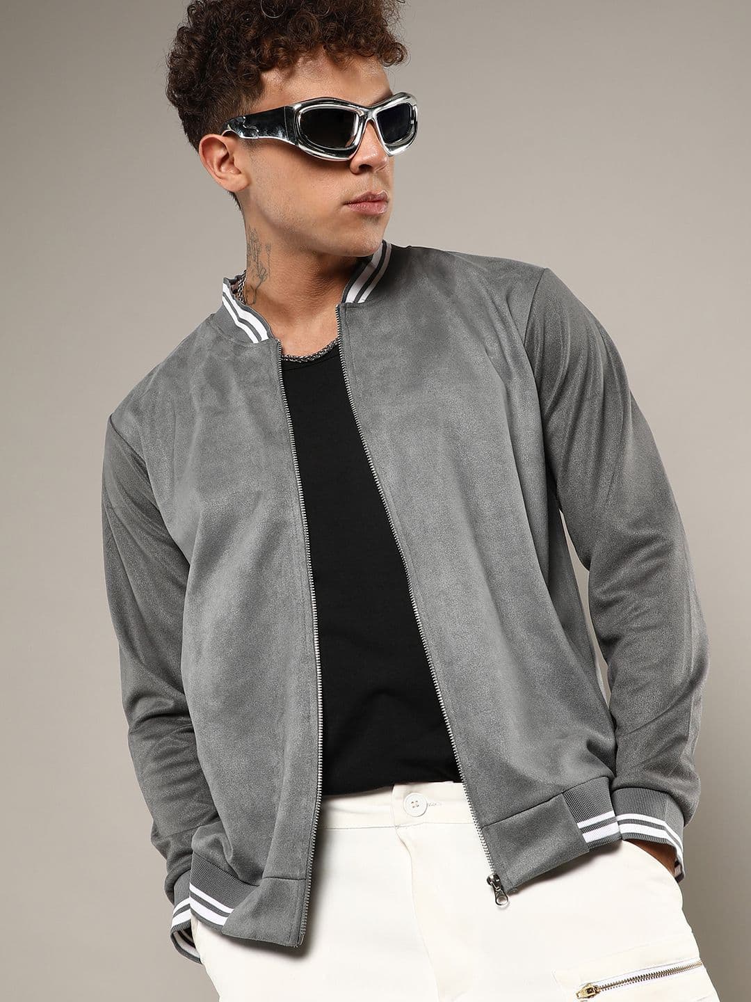 CAHOOT Men Stand Collar Solid Casual Bomber Jacket - view 1