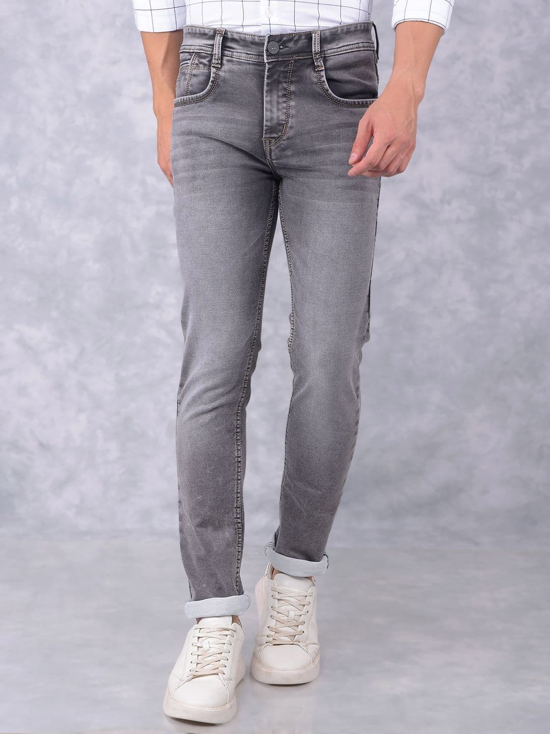 Crimsoune Club Men Slim Fit Mid-Rise Heavy Fade Stretchable Jeans - view 1