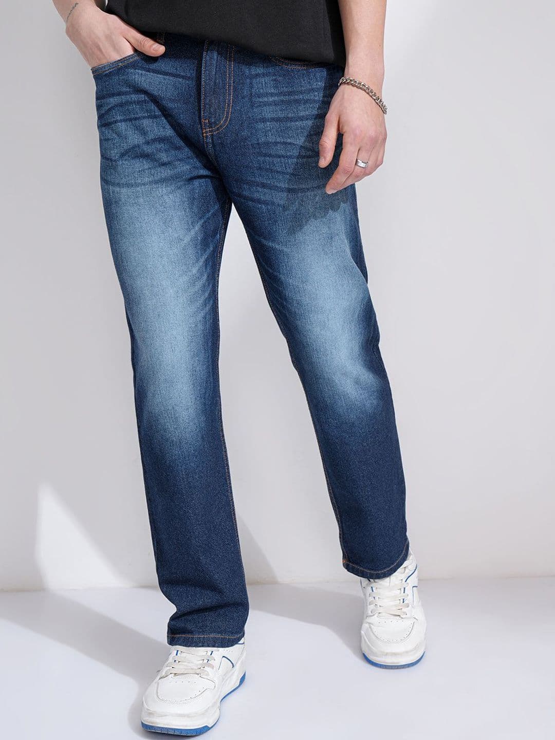 HIGHLANDER Men Cotton Relaxed Fit Light Fade Jeans - view 1