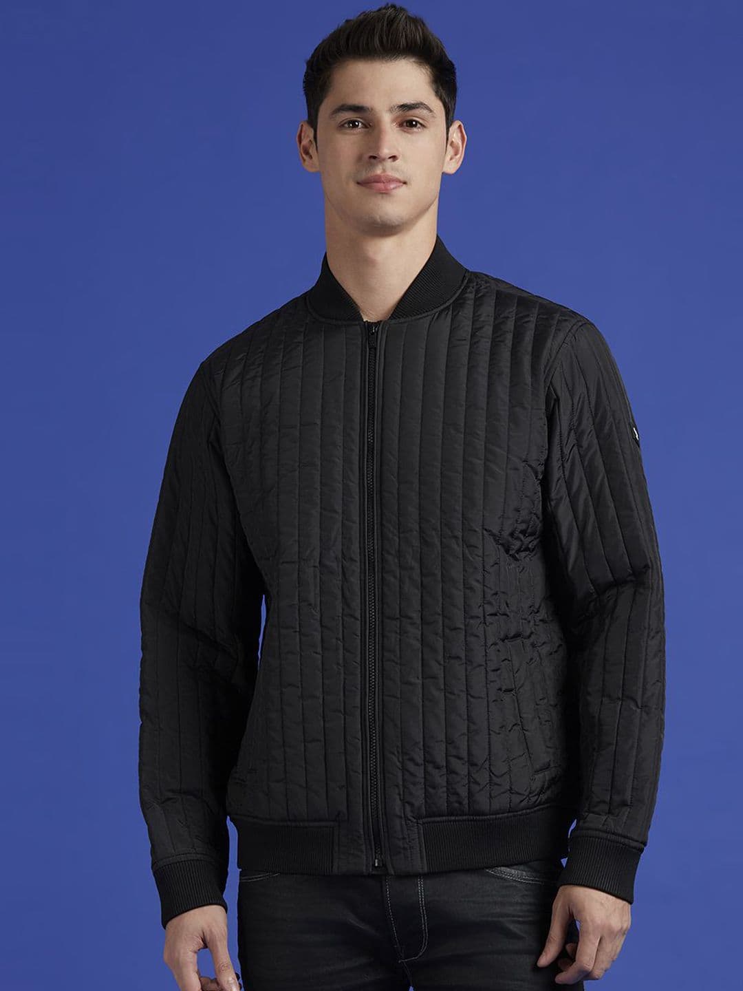 Pepe Jeans Men Stand Collar Solid Casual Bomber Jacket - view 1