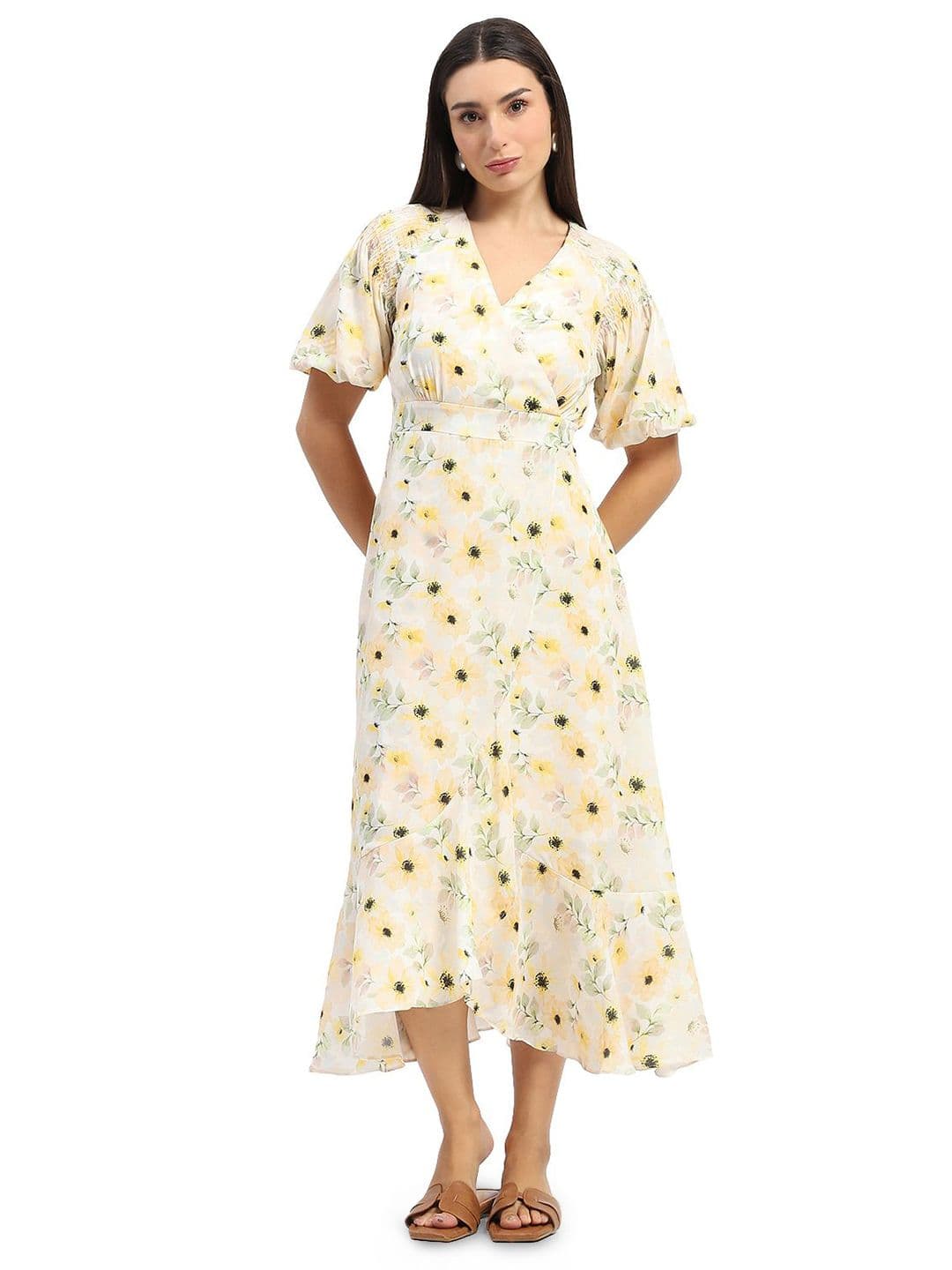 Madame Women Floral Print Flared Sleeve Maxi Dress - view 1