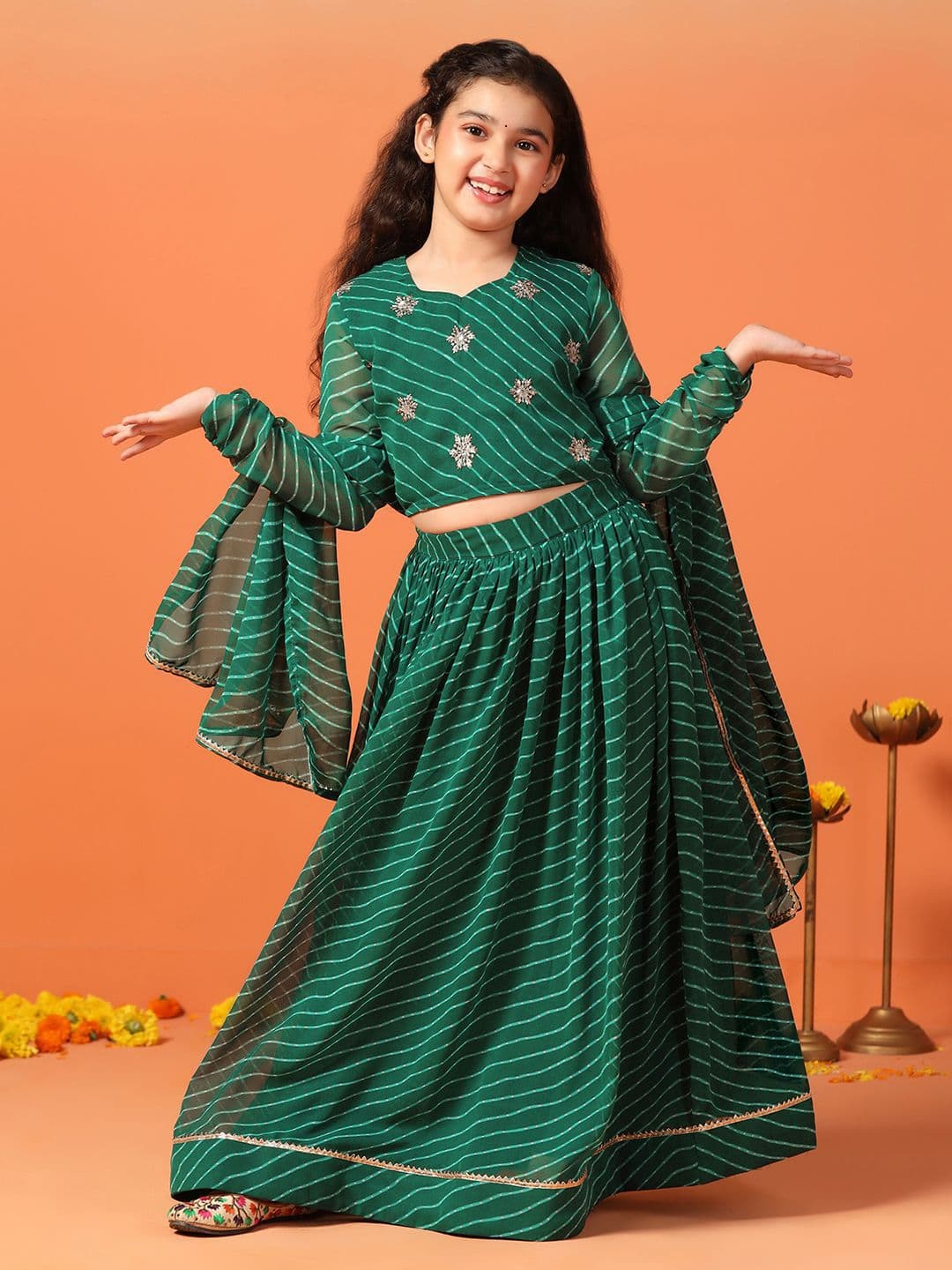 BAESD Girls Embroidered Ready to Wear Lehenga & Blouse With Dupatta - view 1