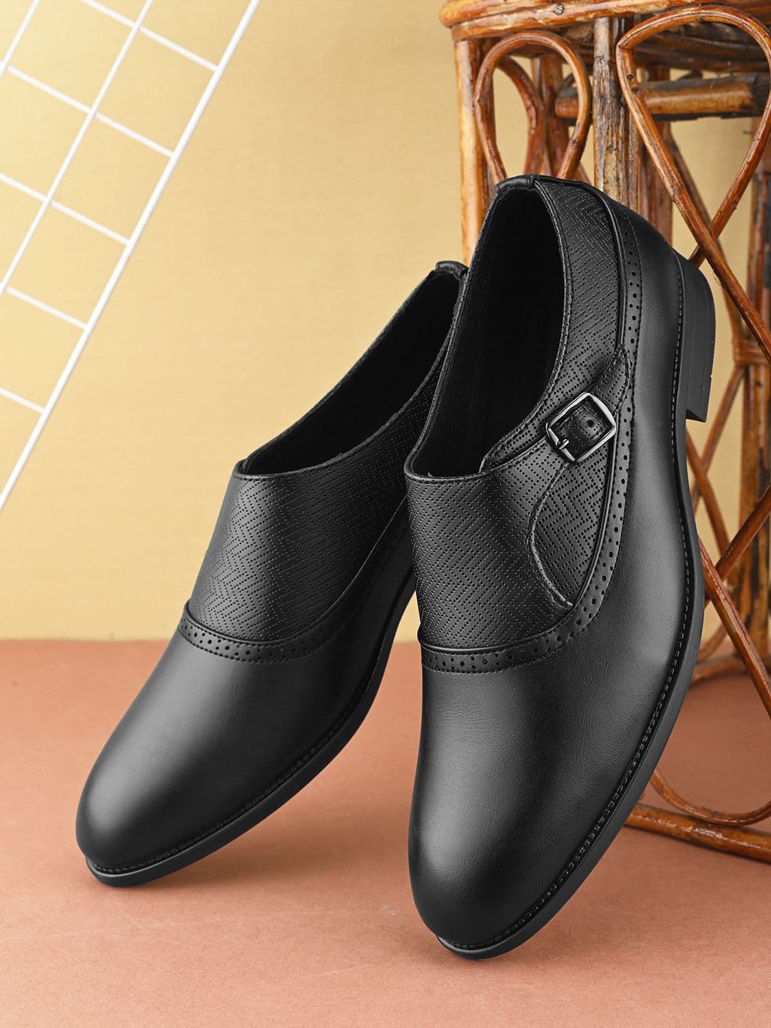 House of Pataudi Men Textured Slip On Formal Loafers - view 1