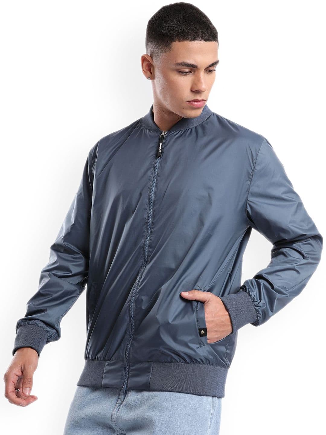 WROGN Men Stand Collar Solid Casual Bomber Jacket - view 1