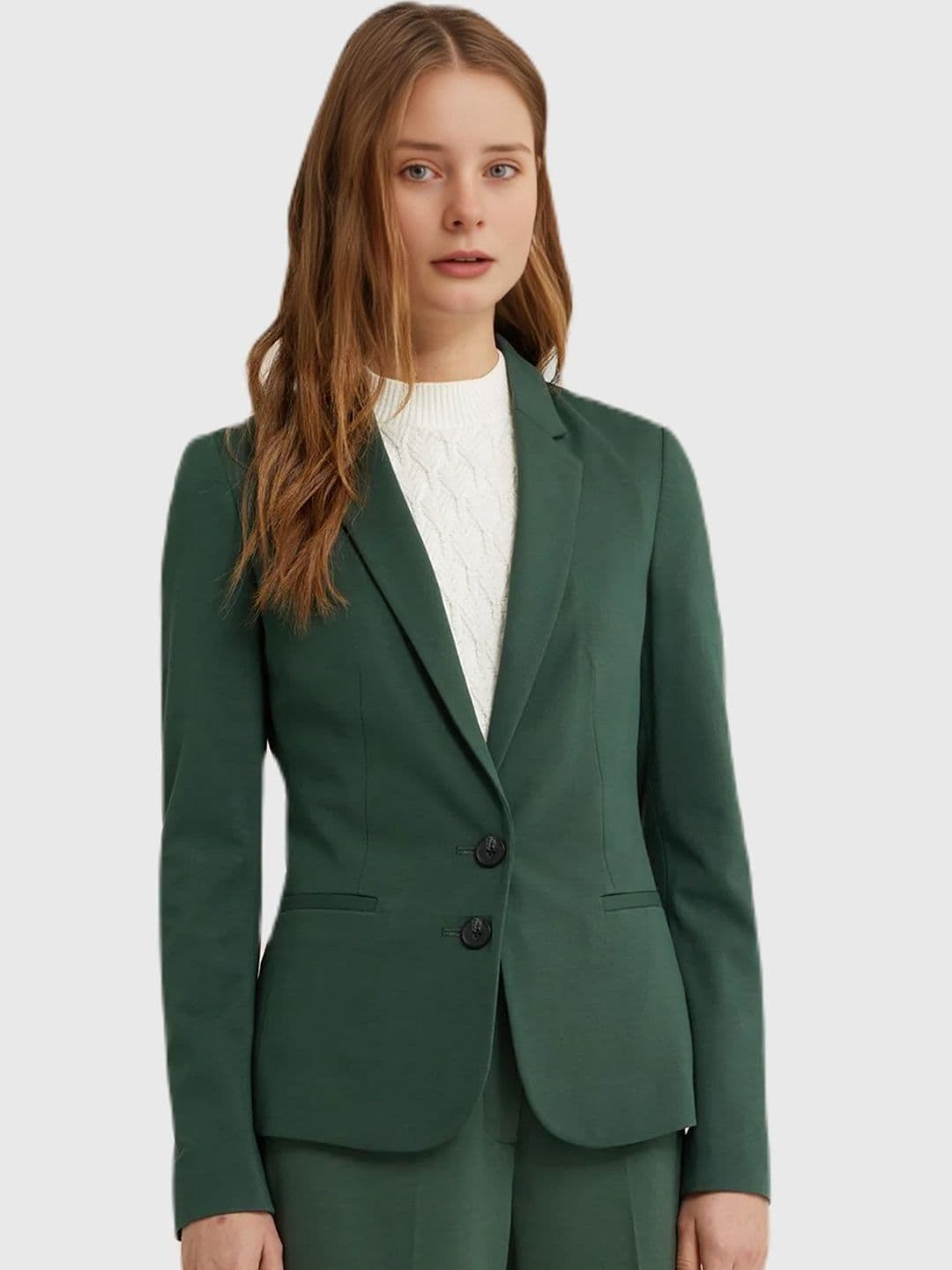 BAESD Women Notched Lapel Collar Single-Breasted Formal Blazer - view 1