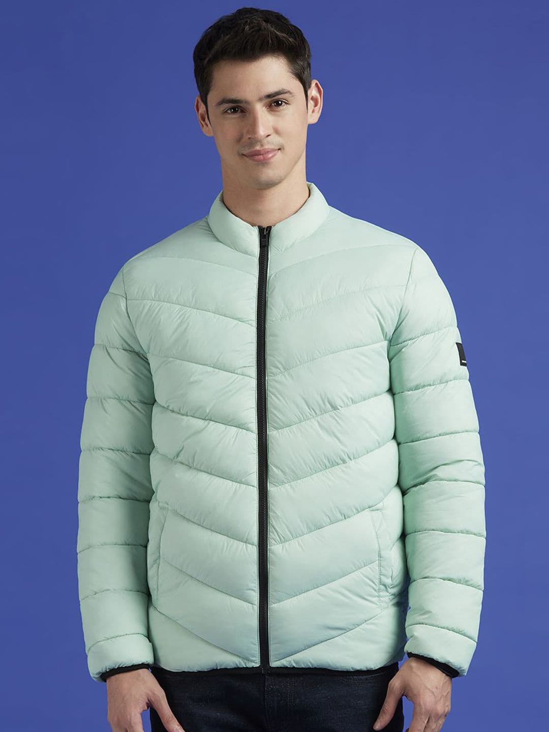 Pepe Jeans Men Mock Collar Solid Casual Puffer Jacket - view 1