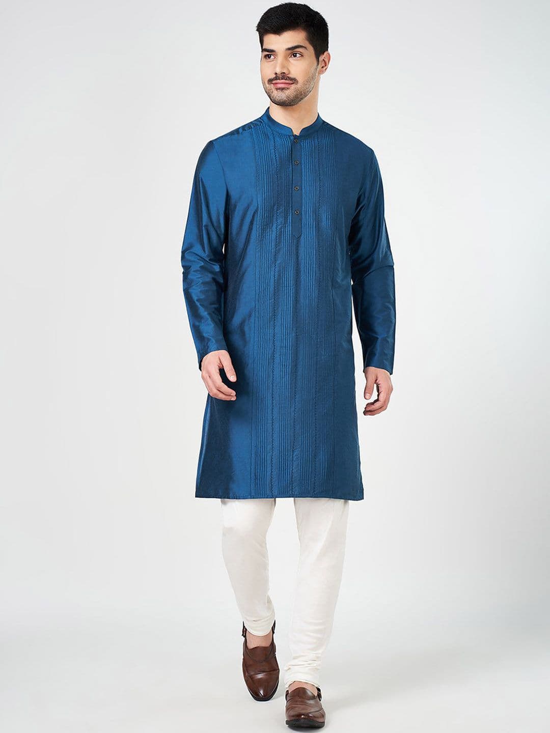 indus route by Pantaloons Mandarin Collar Straight Kurta - view 1
