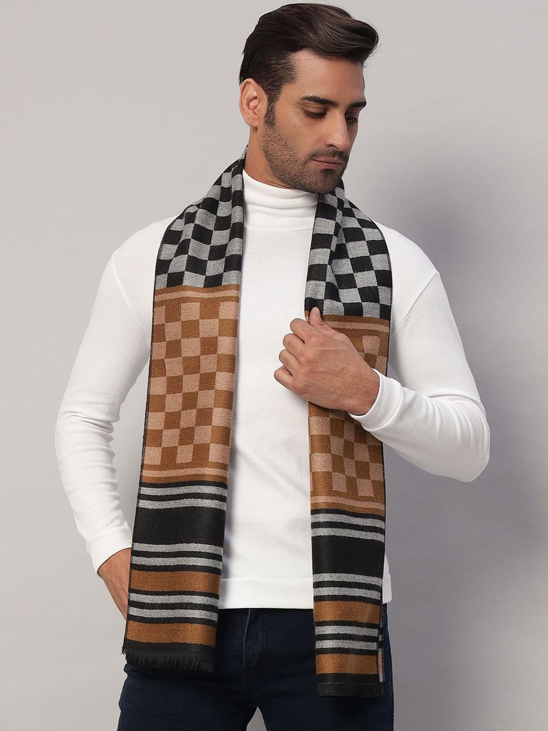 HANDICRAFT PALACE Men Checked Merino Wool Mufflers - view 1