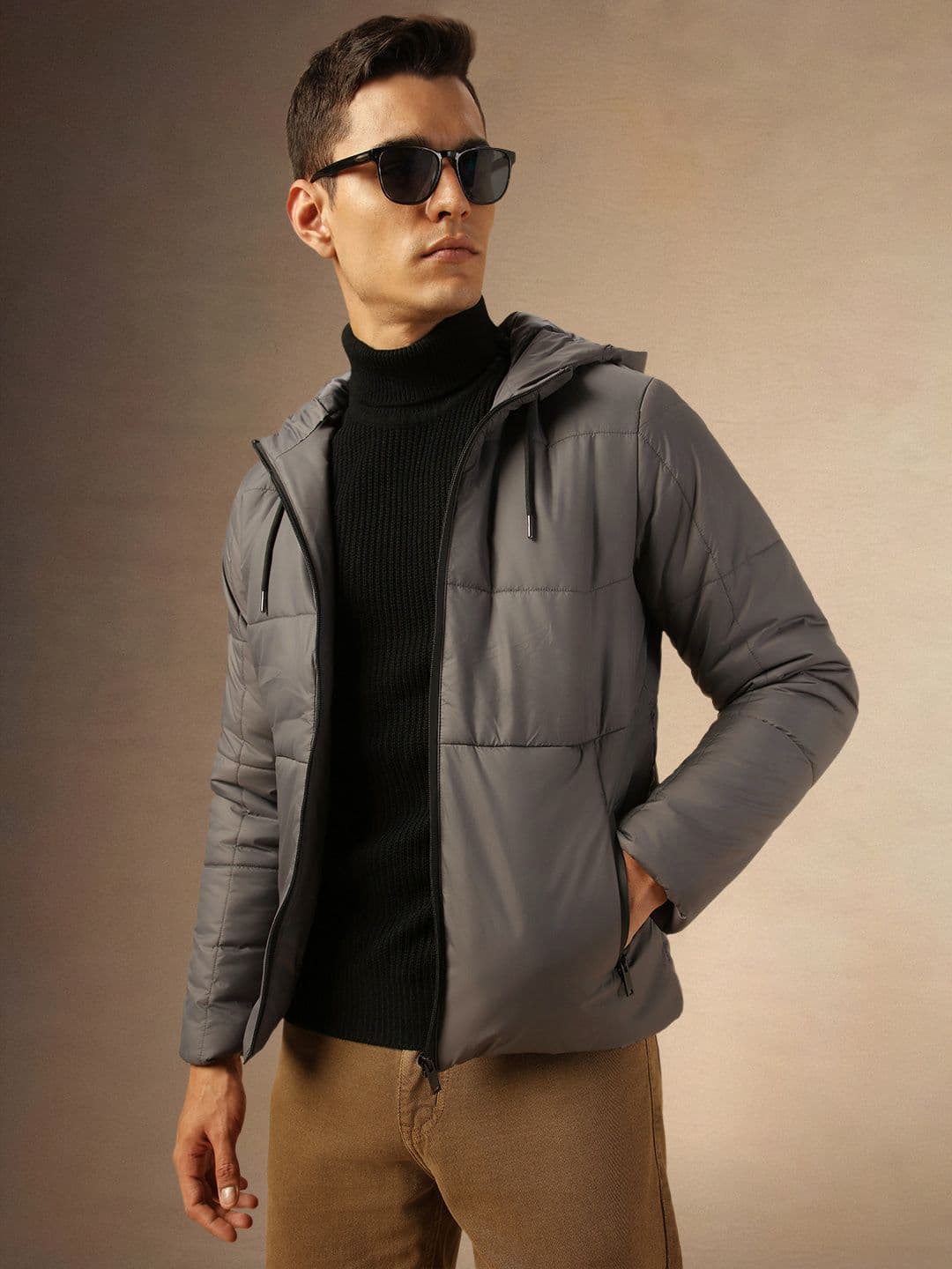 Dennis Lingo Men Hooded Solid Casual Padded Jacket - view 1