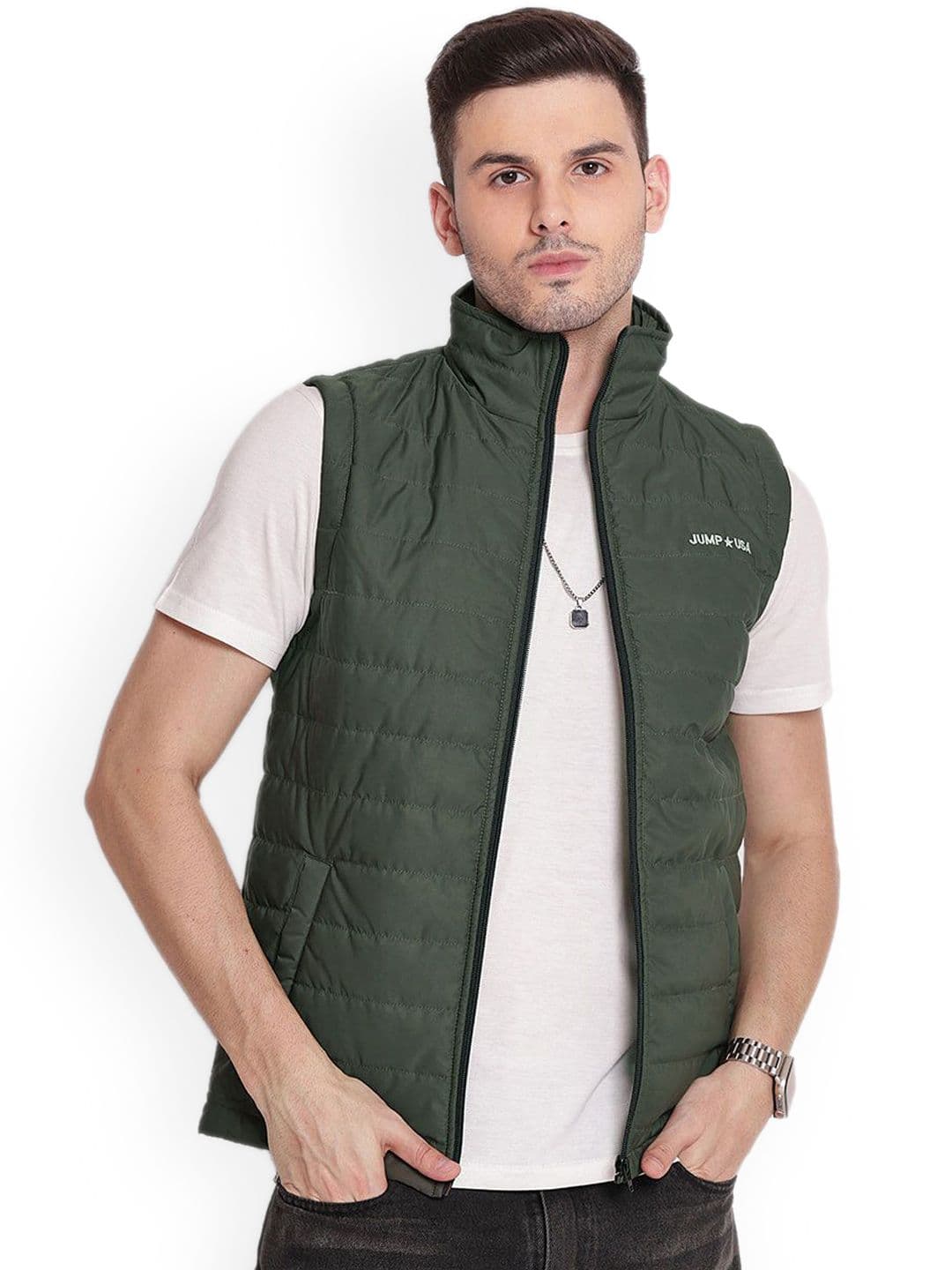 JUMP USA Men Mock Collar Solid Casual Quilted Jacket - view 1