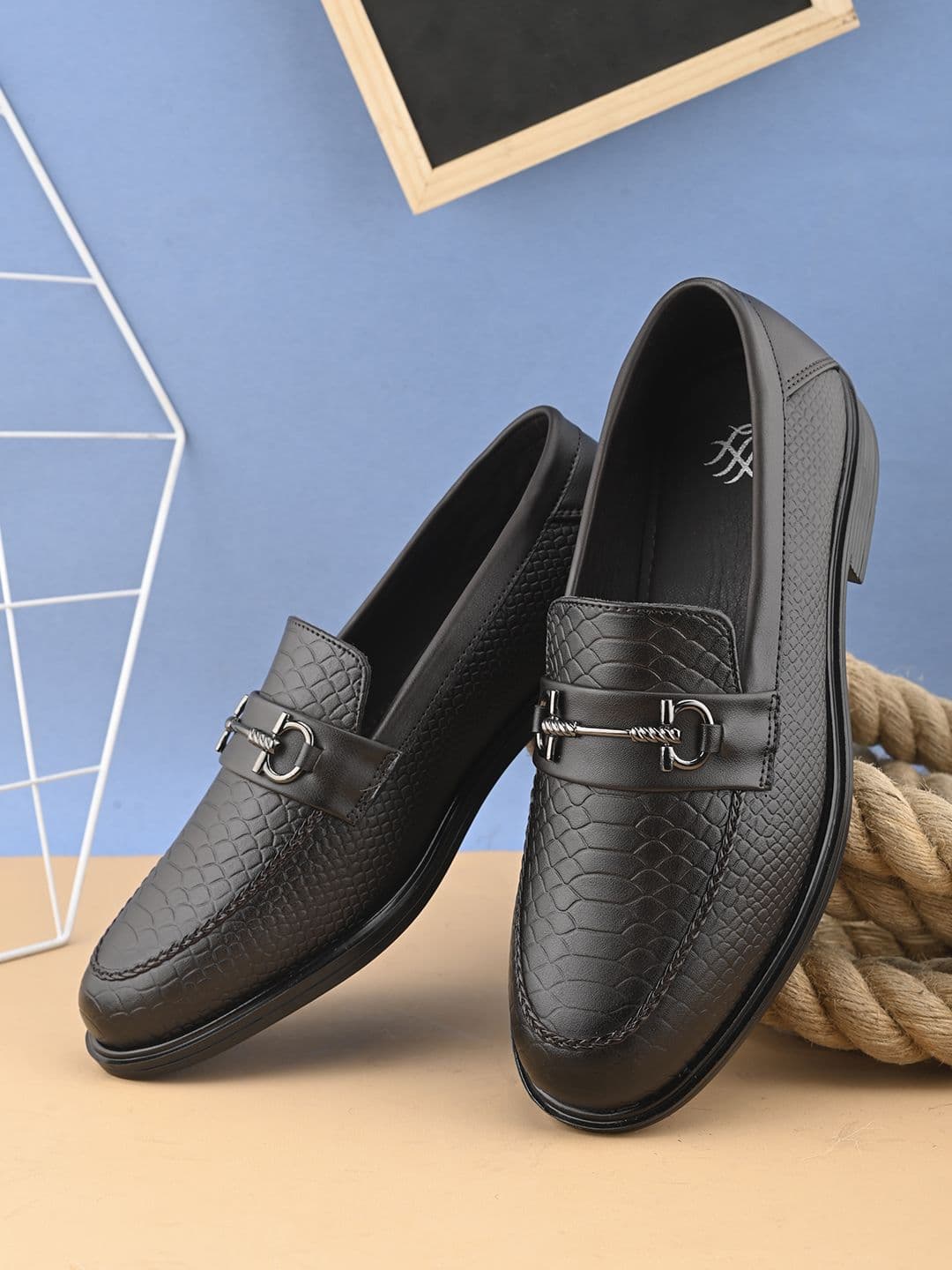 House of Pataudi Men Textured Slip On Formal Loafers - view 1