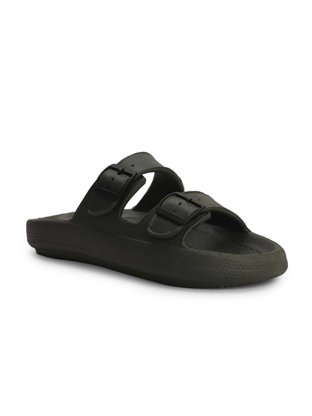 Bata Men Olive Open Toe Synthetic Casual Sliders Flip Flops - view 1