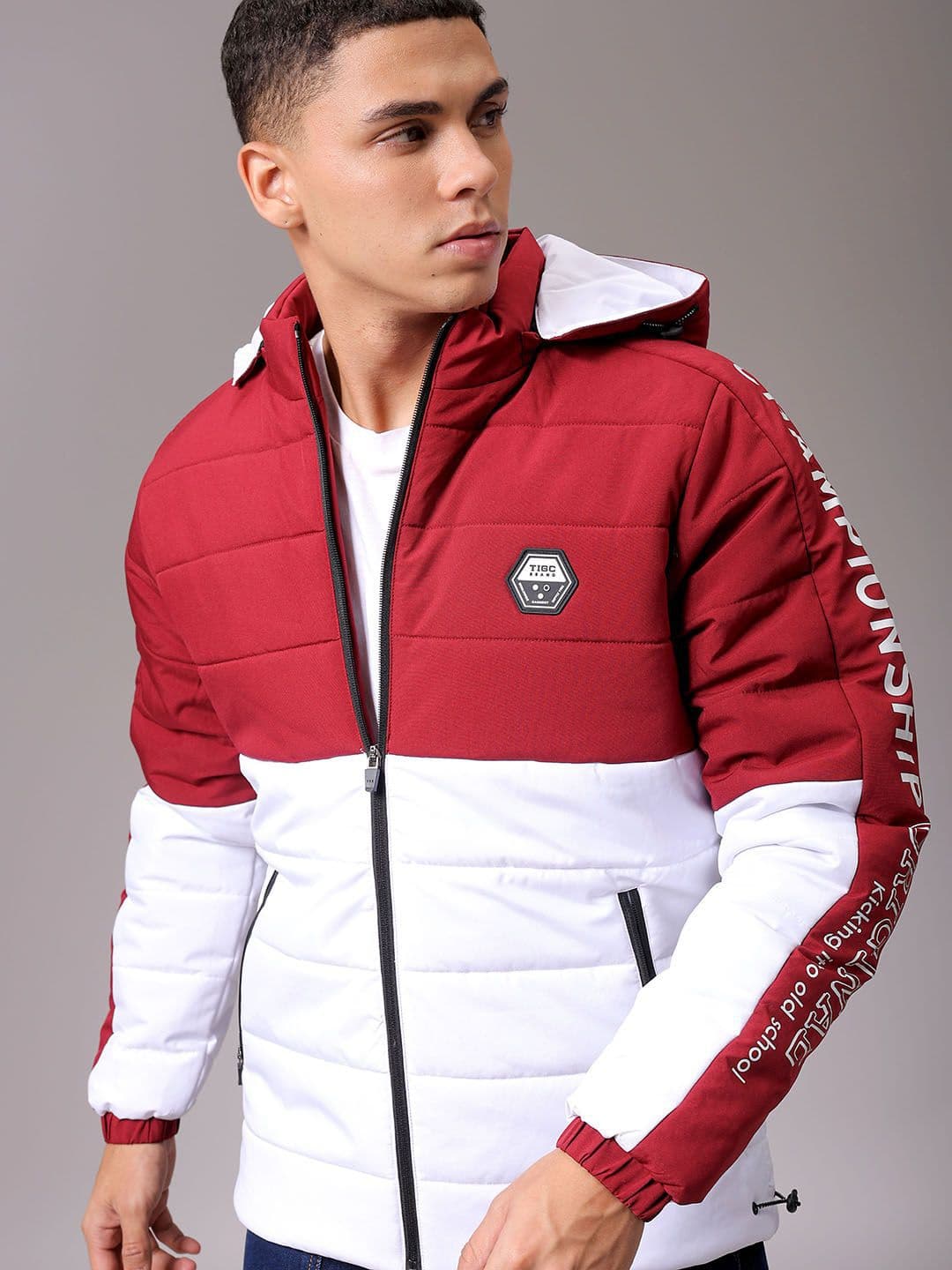 The Indian Garage Co Men Hooded Colourblocked Casual Puffer Jacket - view 1