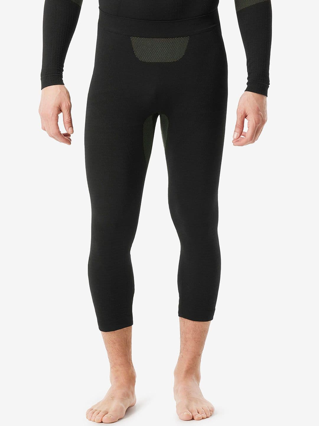 Decathlon Wedze - Men Black and Khaki BL 500 Soft and Seamless Ski Thermal Bottom Base Layer - view 1