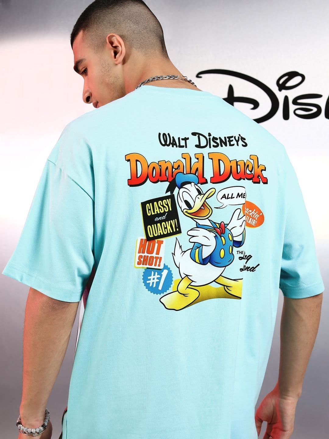 HIGHLANDER Men Graphic Printed Round Neck Cotton Oversized Donald Duck Tshirt - view 1