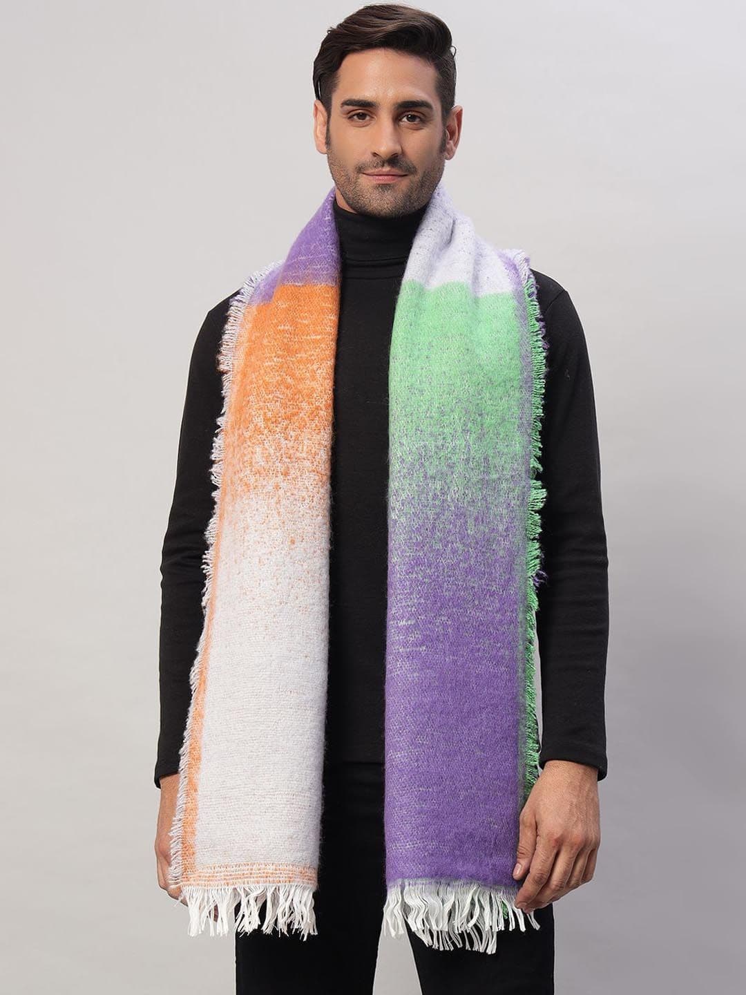 HANDICRAFT PALACE Men Striped Woven Design Reversible Acrylic Wool Mufflers - view 1