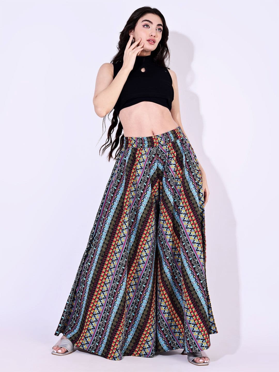 SCUBE DESIGNS Women Printed Flared Ethnic Palazzos - view 1
