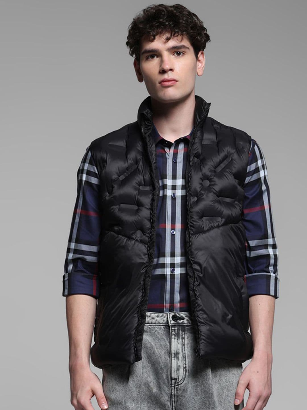 Jack & Jones Men Mock Collar Solid Casual Puffer Jacket - view 1