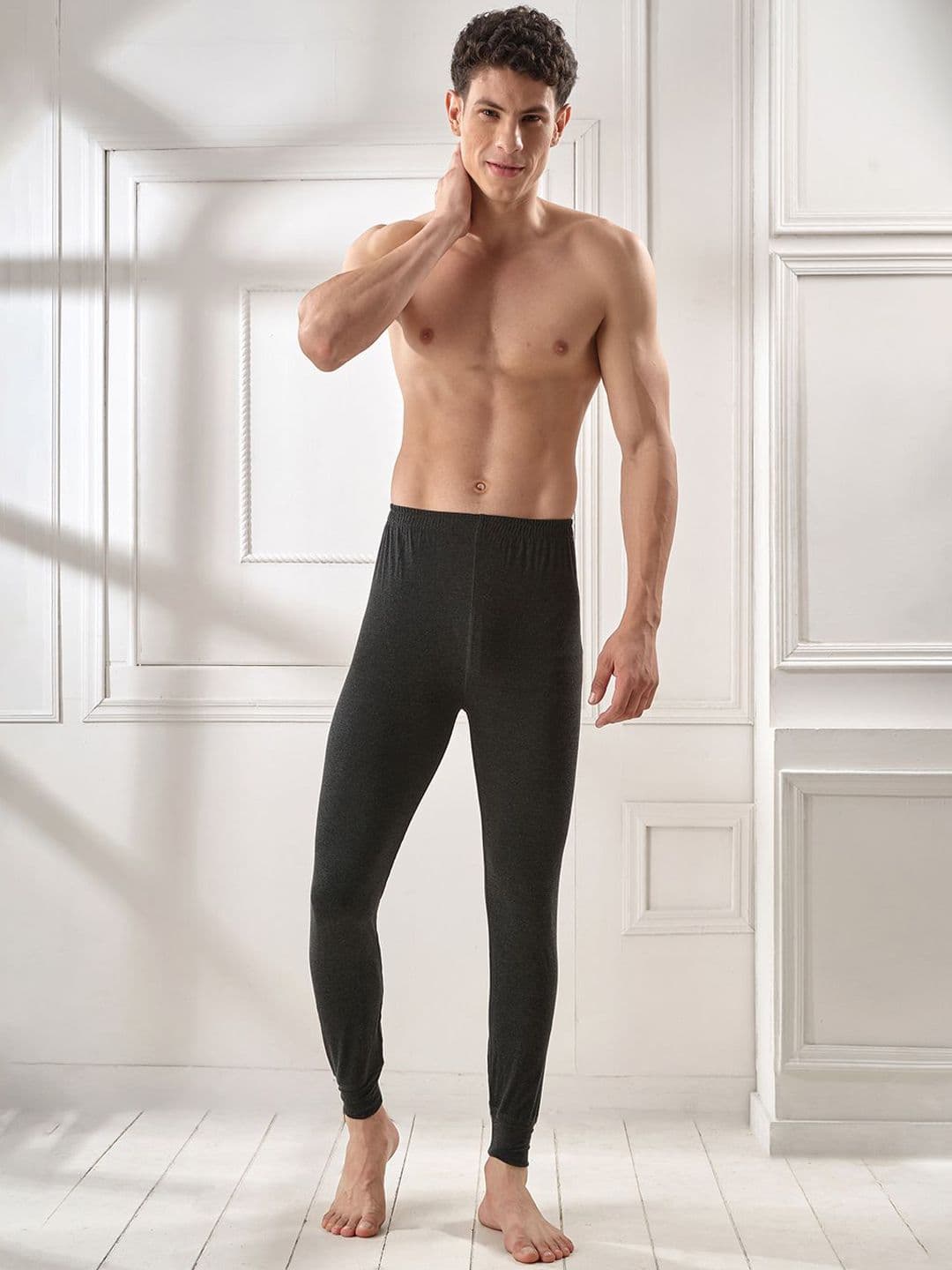 INFERNO Men Ribbed Mid-Rise Thermal Cotton Bottoms - view 1