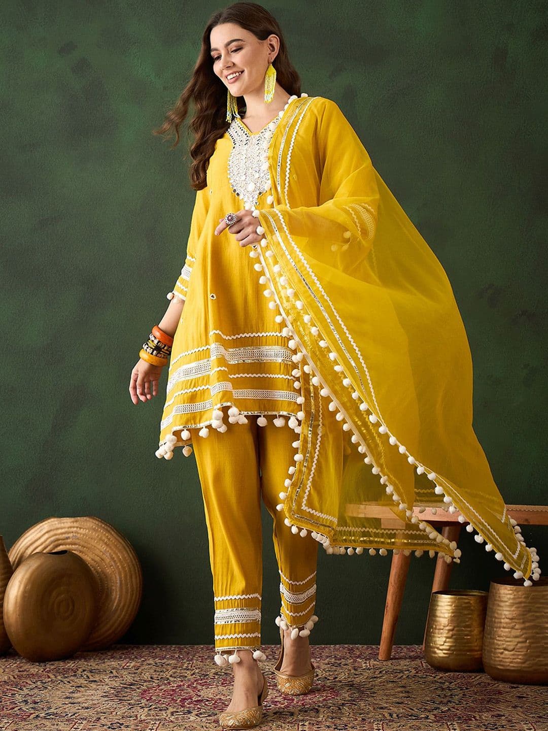 Sangria Paisley Embroidered Anarkali Kurta & Trousers With Dupatta - view 1