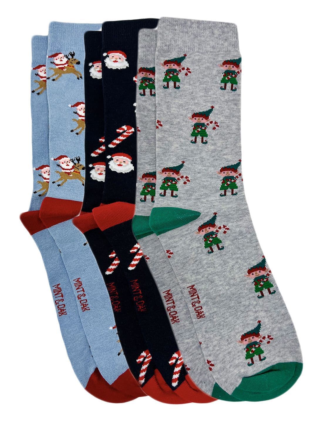 Mint & Oak Men Pack Of 3 Patterned Calf Length Socks - view 1