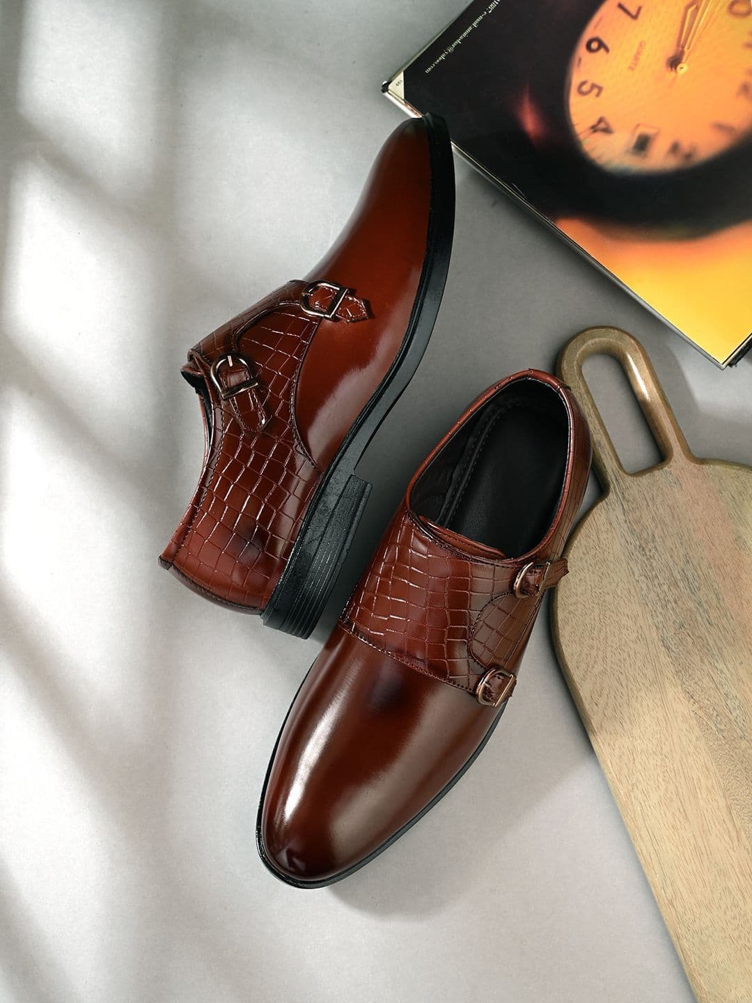 HERE&NOW Men Textured PU Formal Monk Shoes - view 1