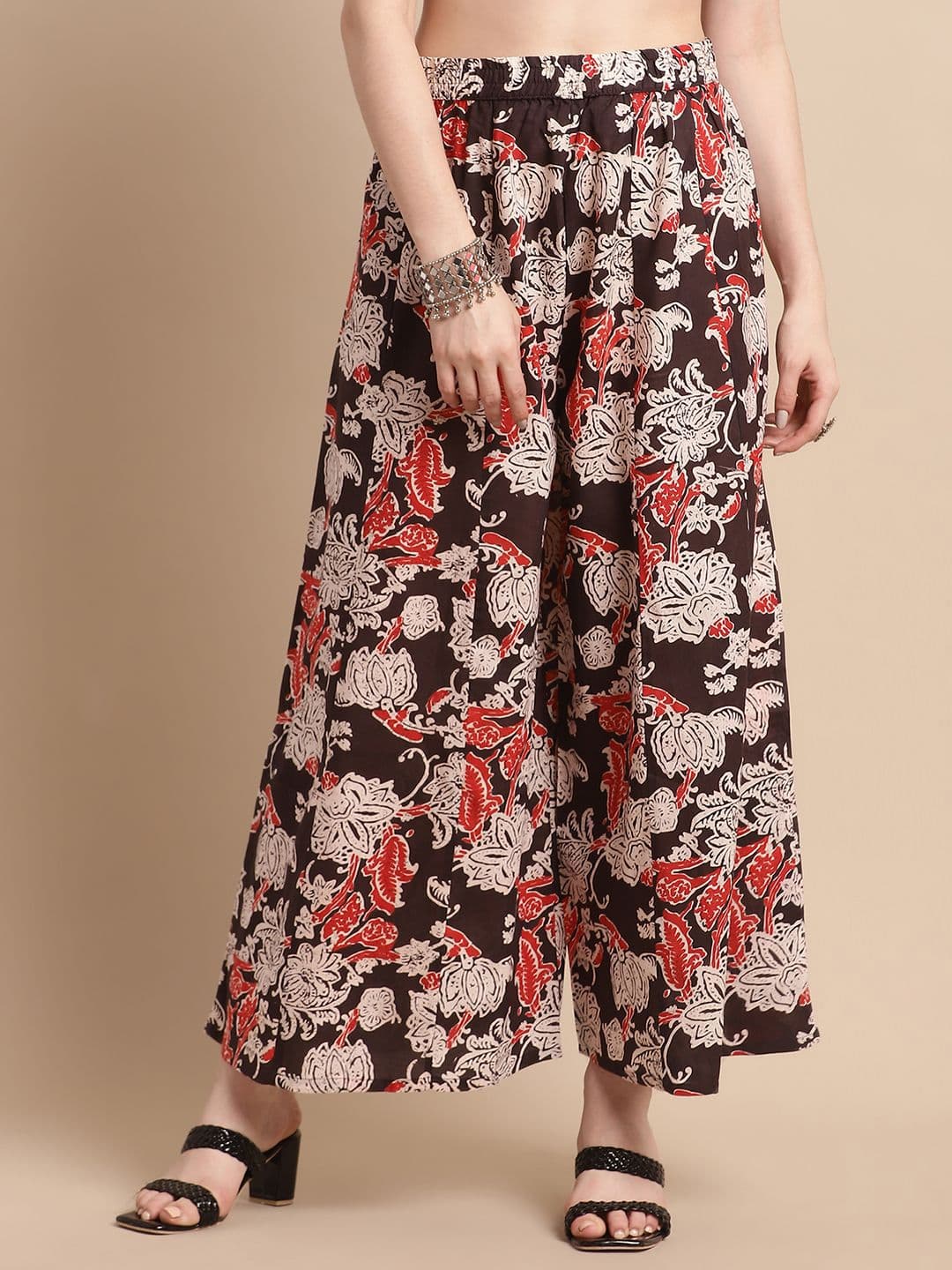 Pistaa Women Floral Printed Flared Ethnic Palazzos - view 1
